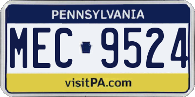 PA license plate MEC9524