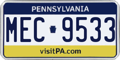 PA license plate MEC9533
