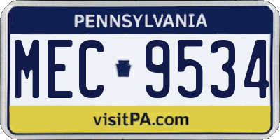 PA license plate MEC9534