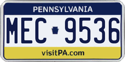 PA license plate MEC9536