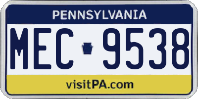 PA license plate MEC9538