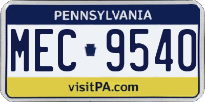 PA license plate MEC9540