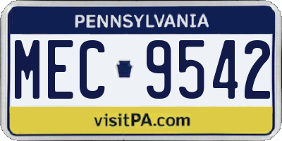 PA license plate MEC9542
