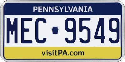 PA license plate MEC9549