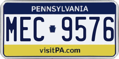 PA license plate MEC9576