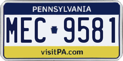 PA license plate MEC9581