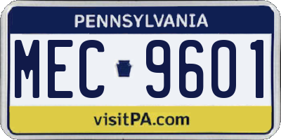 PA license plate MEC9601