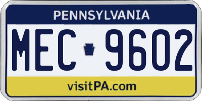 PA license plate MEC9602