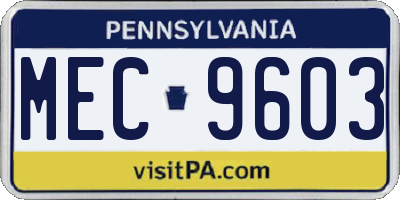 PA license plate MEC9603