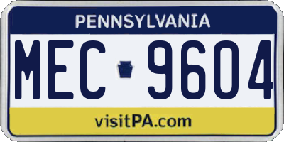 PA license plate MEC9604