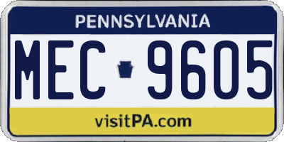 PA license plate MEC9605