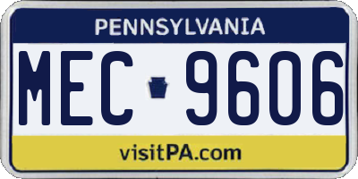 PA license plate MEC9606