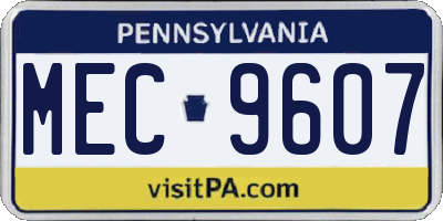 PA license plate MEC9607