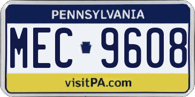 PA license plate MEC9608