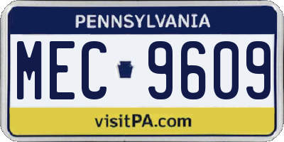 PA license plate MEC9609