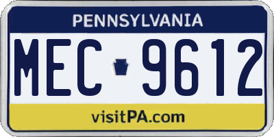 PA license plate MEC9612