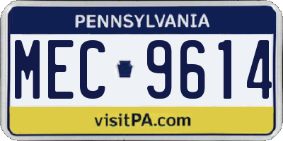 PA license plate MEC9614