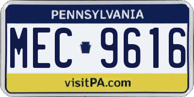 PA license plate MEC9616