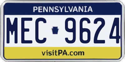 PA license plate MEC9624