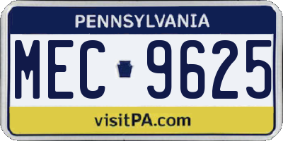 PA license plate MEC9625