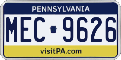 PA license plate MEC9626
