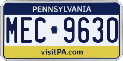 PA license plate MEC9630