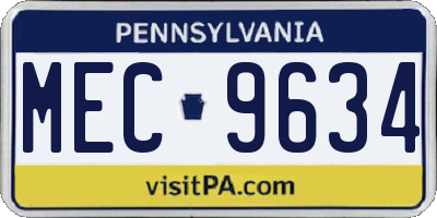PA license plate MEC9634