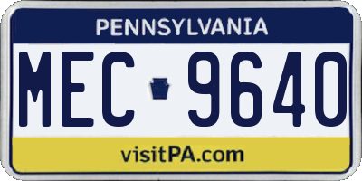 PA license plate MEC9640