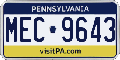 PA license plate MEC9643