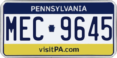 PA license plate MEC9645