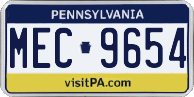 PA license plate MEC9654