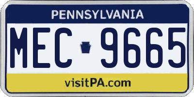 PA license plate MEC9665
