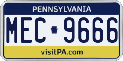 PA license plate MEC9666