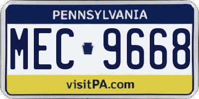 PA license plate MEC9668