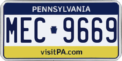PA license plate MEC9669