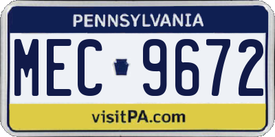 PA license plate MEC9672