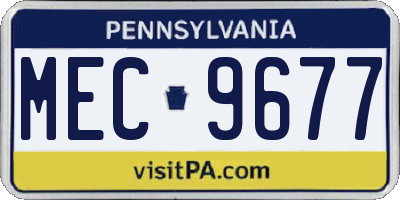 PA license plate MEC9677