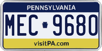 PA license plate MEC9680