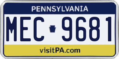 PA license plate MEC9681