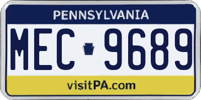 PA license plate MEC9689
