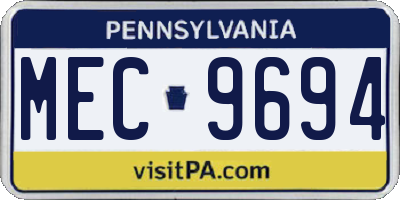 PA license plate MEC9694