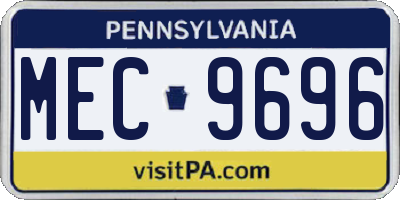 PA license plate MEC9696