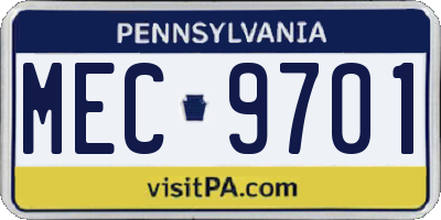 PA license plate MEC9701