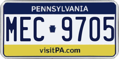 PA license plate MEC9705