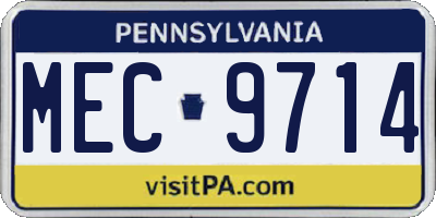 PA license plate MEC9714