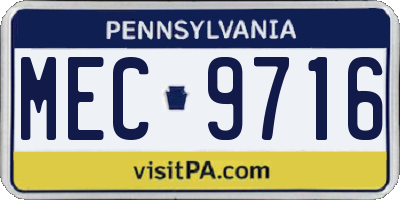 PA license plate MEC9716