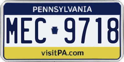 PA license plate MEC9718