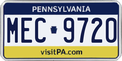 PA license plate MEC9720