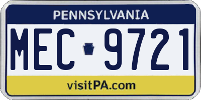 PA license plate MEC9721