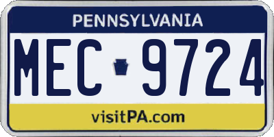 PA license plate MEC9724